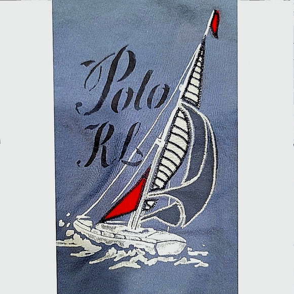Ralph Lauren Baby Boy Blue Short Sleeve T-Shirt W Sailboat Graphic sz 3 mos - Picture 2 of 5